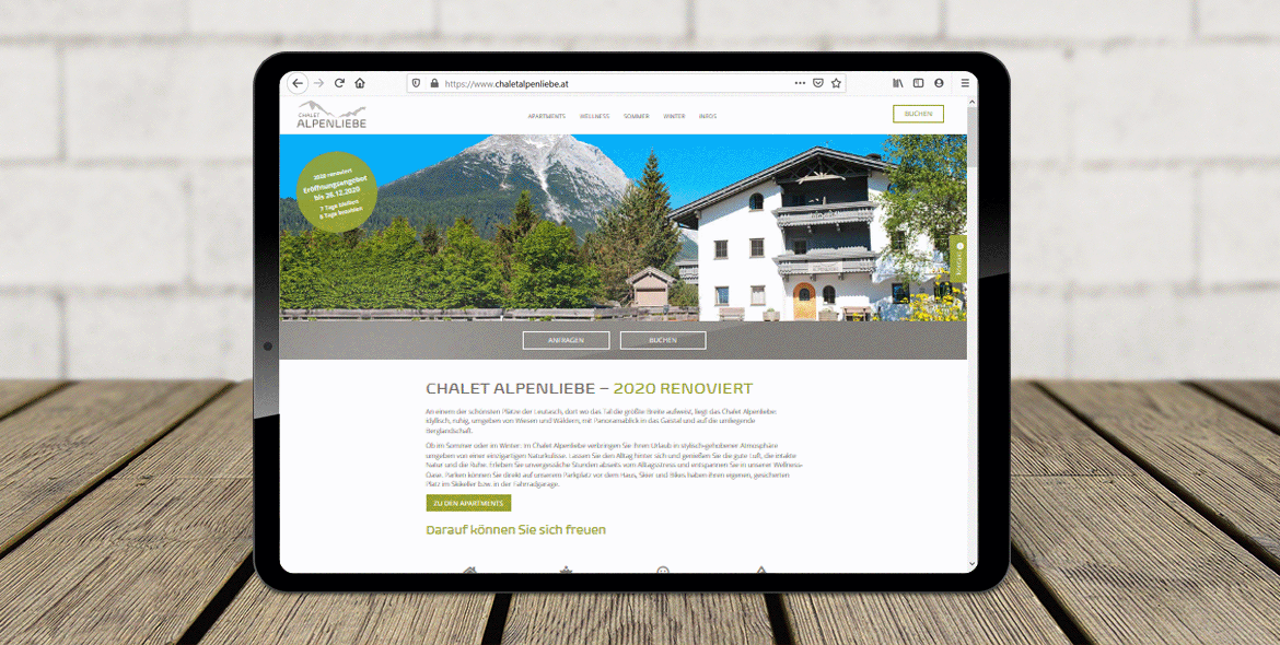 Website Chalet Alpenliebe Tourismusbetrieb