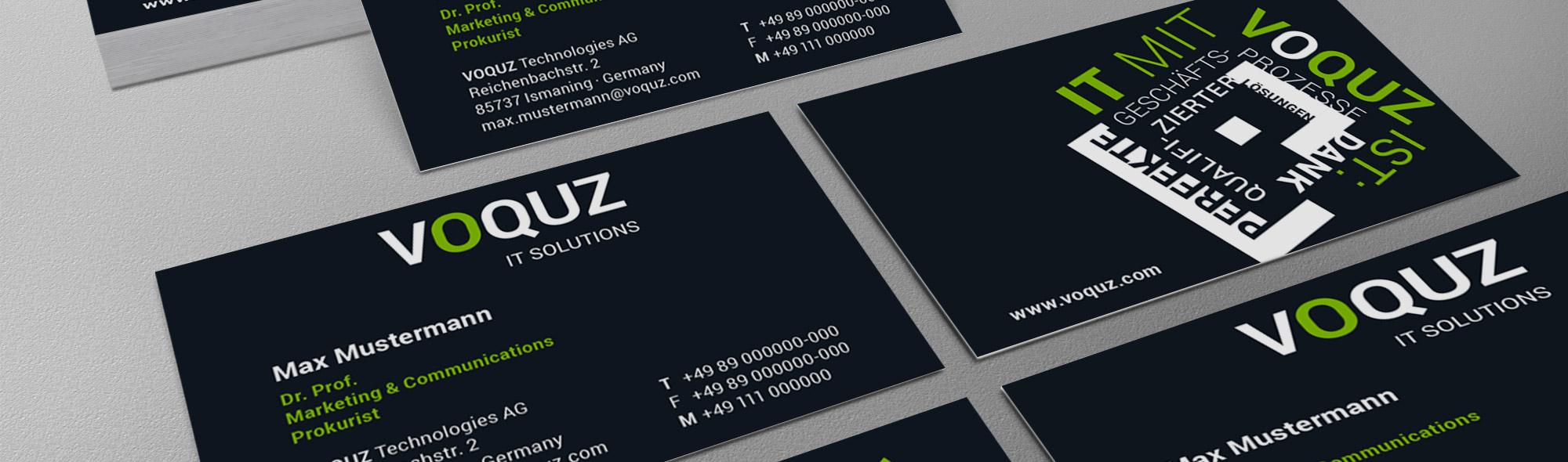 Voquz Markenrelaunch Visitenkarten